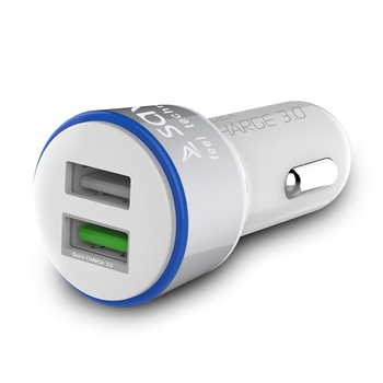 Incarcator Auto Savio SA-06, Quick Charge 3.0, Alb Incarcator Auto Savio SA-06, Quick Charge 3.0, Alb