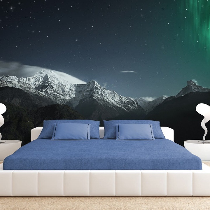 Fototapet vlies pentru Sufragerie, Dormitor, Aurora boreala - 400cm X 280cm, Instructiuni, lipici