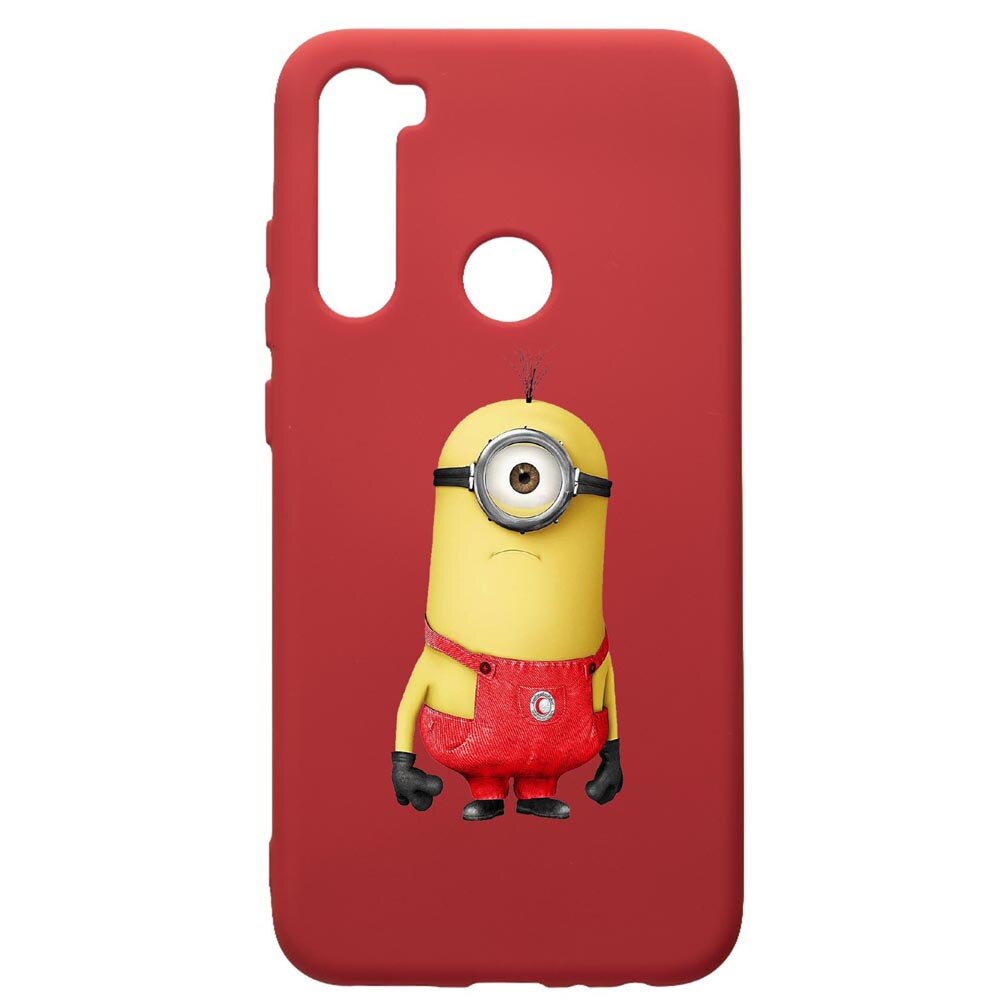 Husa de protectie Xiaomi Redmi Note 8, Cartoon, Minion, silicon, cu interiorul din material textil, protectie camera, Red, PR206