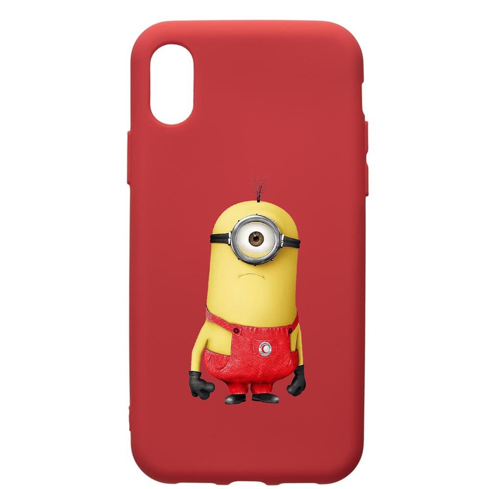 Husa de protectie Xiaomi Redmi 7A, Cartoon, Minion, silicon, cu interiorul din material textil, protectie camera, Red, PR206