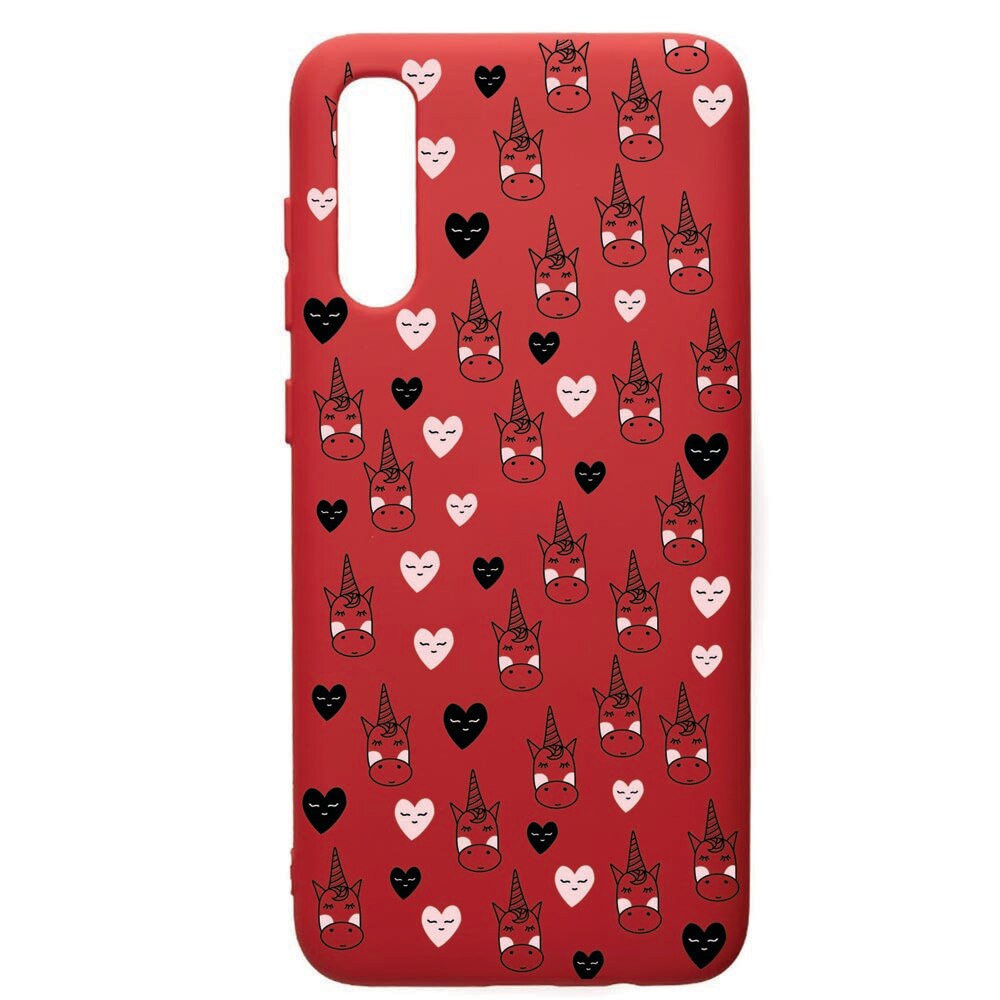 Husa de protectie Samsung Galaxy A70, Unicorn, silicon, cu interiorul din material textil, protectie camera, Red, PR190