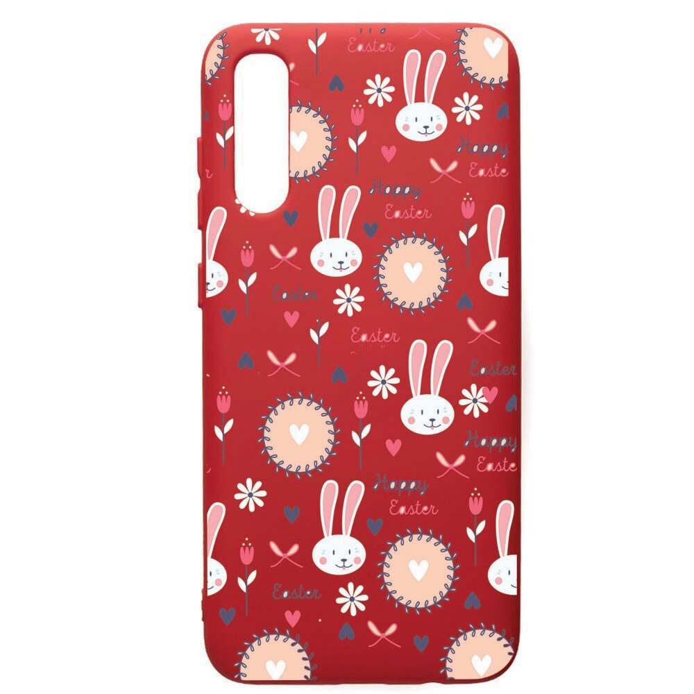 Husa de protectie Samsung Galaxy A50, Easter, silicon, cu interiorul din material textil, protectie camera, Red, PR189
