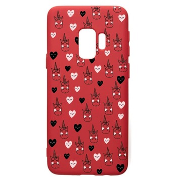 Husa de protectie Samsung Galaxy S9, Unicorn, silicon, cu interiorul din material textil, protectie camera, Red, PR190 Husa de protectie Samsung Galaxy S9, Unicorn, silicon, cu interiorul din material textil, protectie camera, Red, PR190