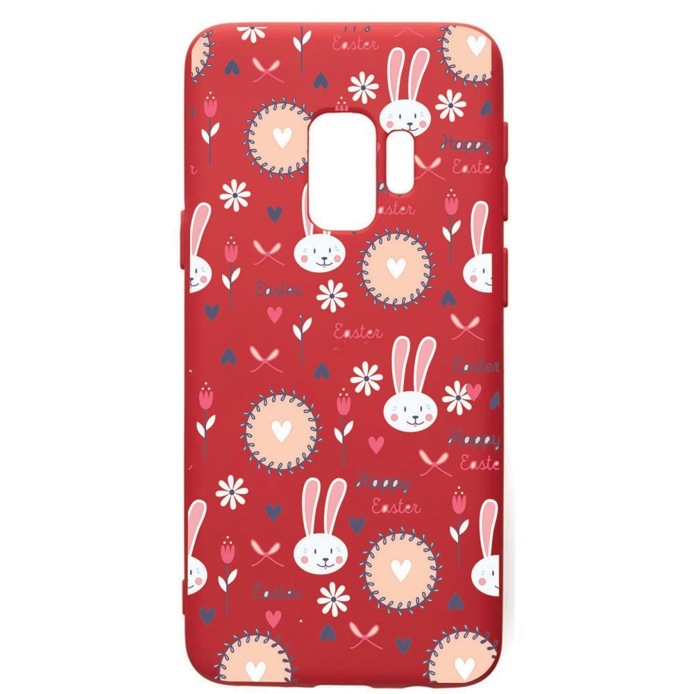 Husa de protectie Samsung Galaxy S9, Easter, silicon, cu interiorul din material textil, protectie camera, Red, PR189