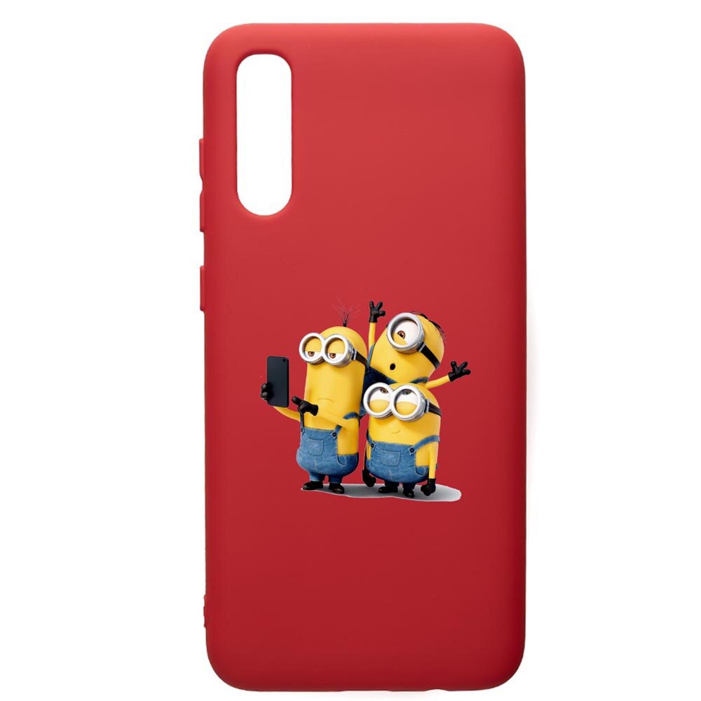 Husa de protectie Samsung Galaxy A70, Minions, silicon, cu interiorul din material textil, protectie camera, Red, PR207