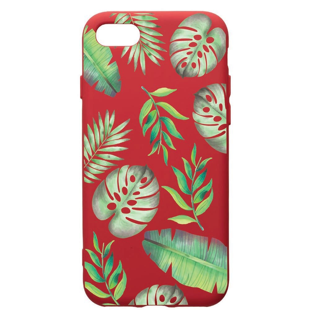 Husa de protectie Apple iPhone SE 2 / iPhone 8 / iPhone 7, Tropical, silicon, cu interiorul din material textil, protectie camera, Red, PR150