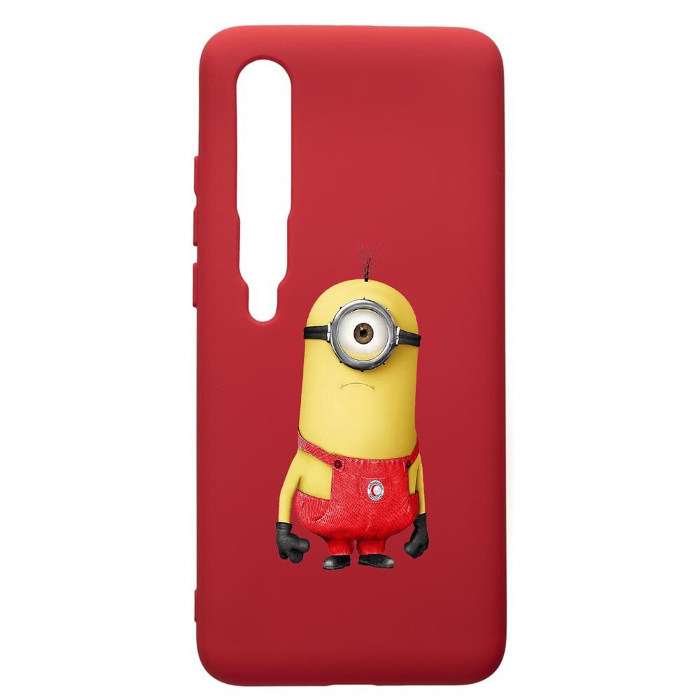 Husa de protectie Xiaomi Mi 10 / Mi 10 Pro, Cartoon, Minion, silicon, cu interiorul din material textil, protectie camera, Red, PR206