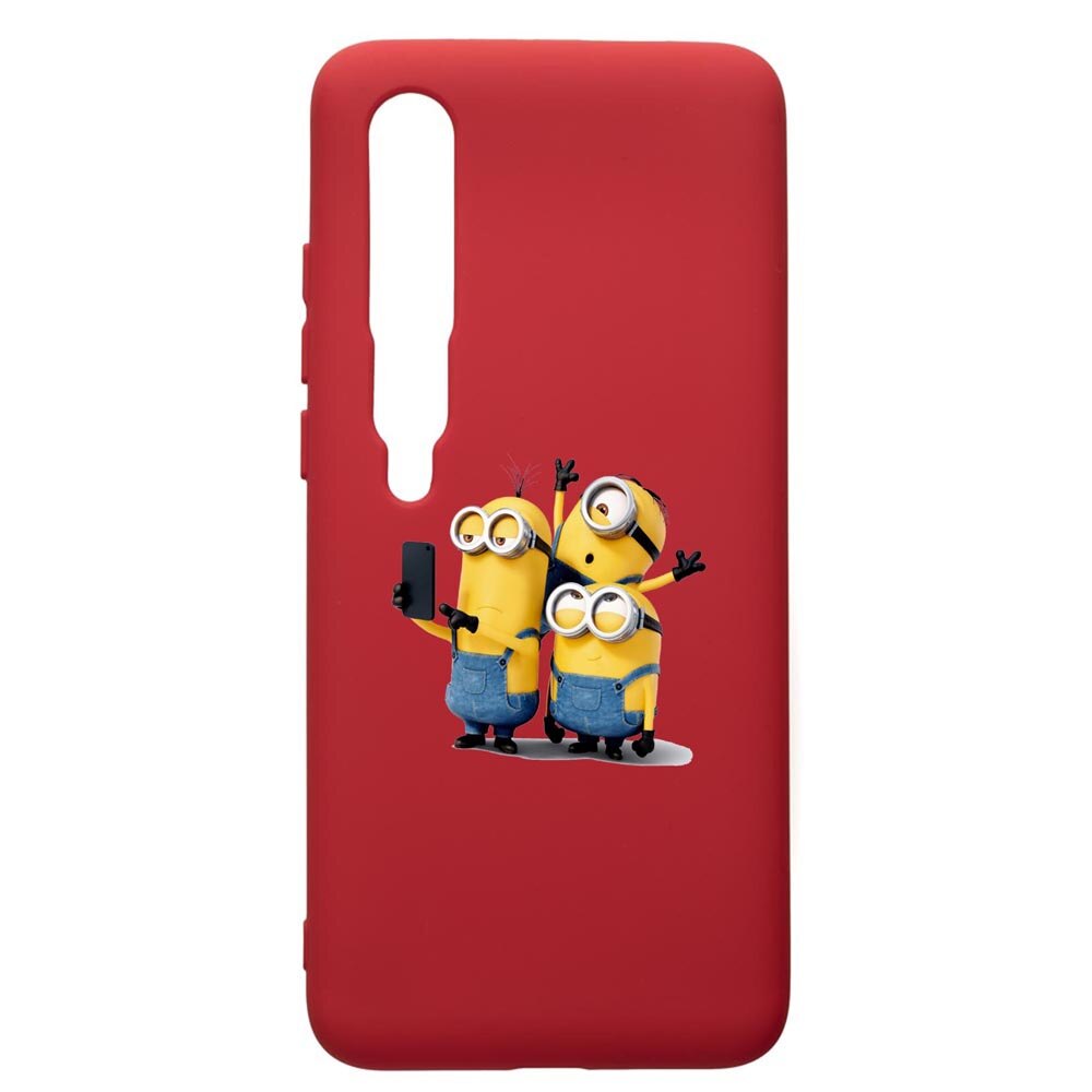 Husa de protectie Xiaomi Mi 10 / Mi 10 Pro, Minions, silicon, cu interiorul din material textil, protectie camera, Red, PR207