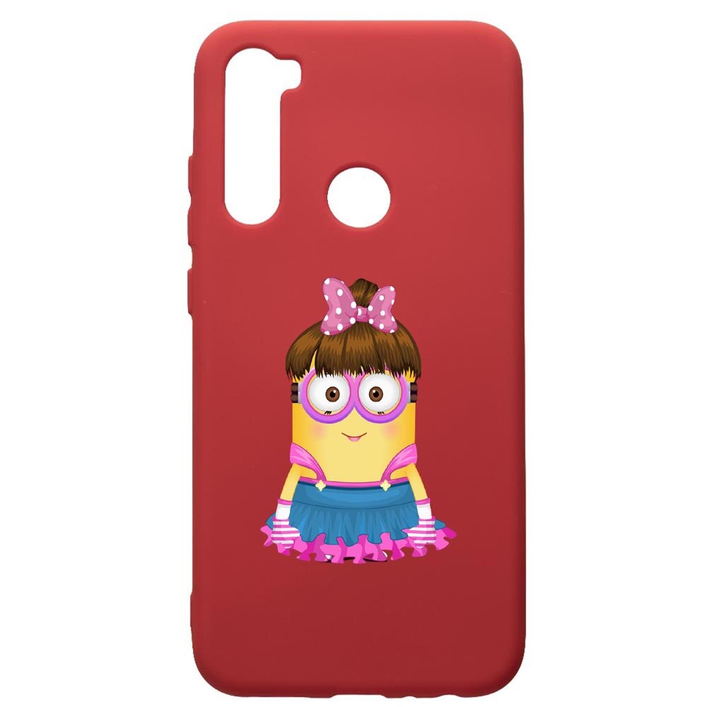 Husa de protectie Xiaomi Redmi Note 8, Minions Keep Calm, silicon, cu interiorul din material textil, protectie camera, Red, PR209