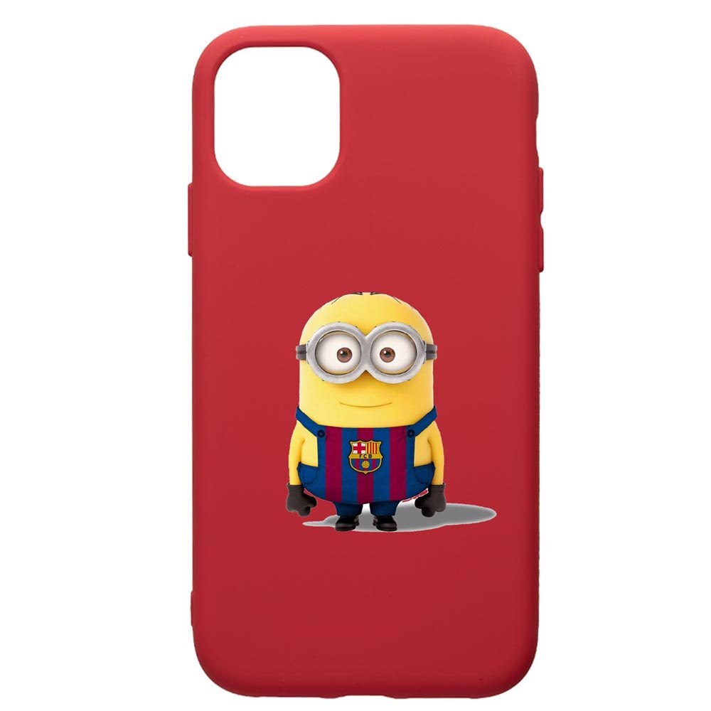 Husa de protectie Apple iPhone 11, Minion Football, silicon, cu interiorul din material textil, protectie camera, Red, PR212