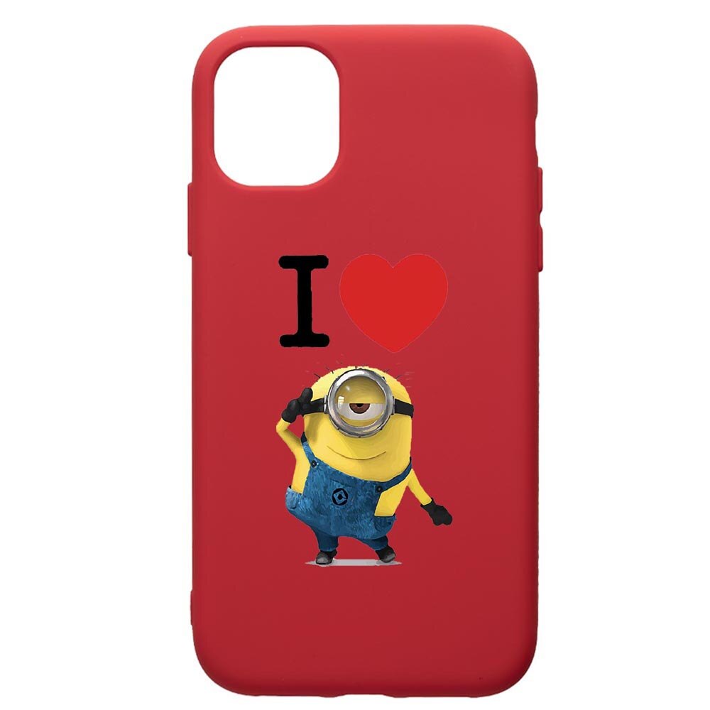 Husa de protectie Samsung Galaxy A51, I Love Minion, silicon, cu interiorul din material textil, protectie camera, Red, PR216