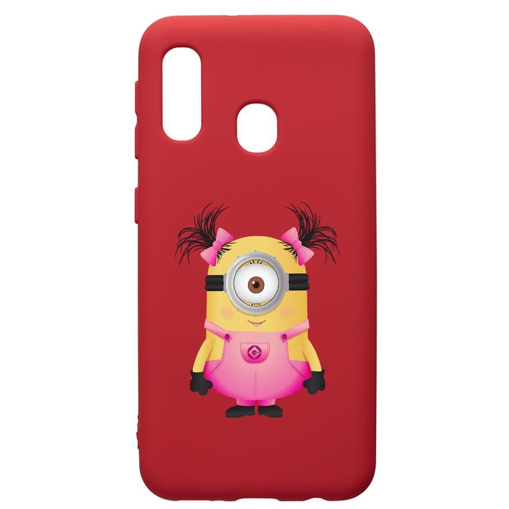 Husa de protectie Samsung Galaxy A20E, Minion Girl, silicon, cu interiorul din material textil, protectie camera, Red, PR213