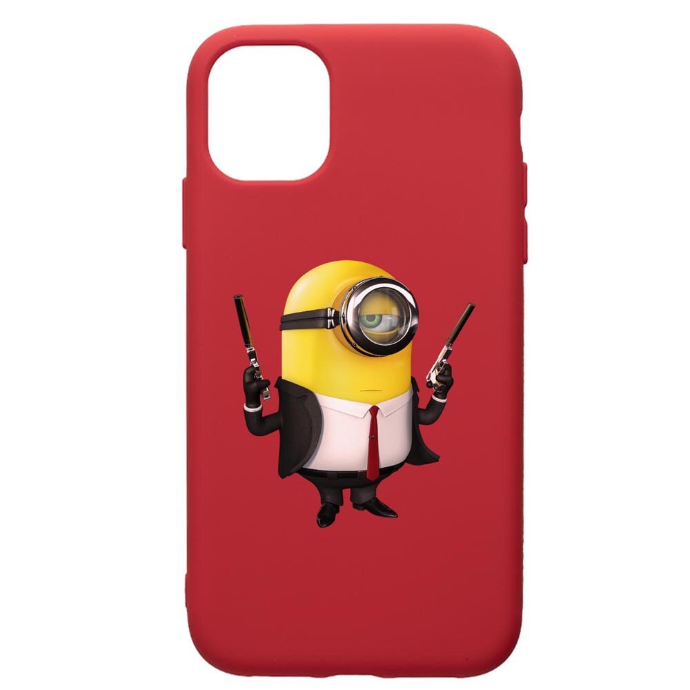 Husa de protectie Samsung Galaxy A51, Minion Hitman, silicon, cu interiorul din material textil, protectie camera, Red, PR214