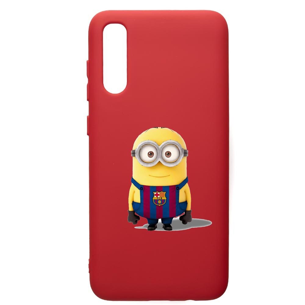 Husa de protectie Samsung Galaxy A70, Minion Football, silicon, cu interiorul din material textil, protectie camera, Red, PR212