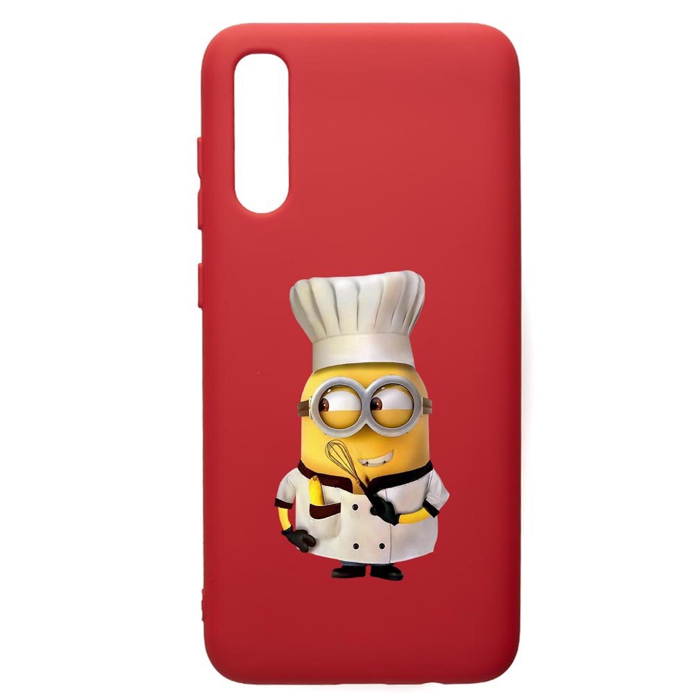 Husa de protectie Samsung Galaxy A30S, Minion Chef, silicon, cu interiorul din material textil, protectie camera, Red, PR215