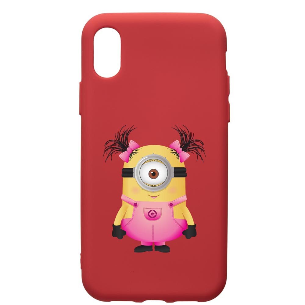 Husa de protectie Samsung Galaxy A10, Minion Girl, silicon, cu interiorul din material textil, protectie camera, Red, PR213