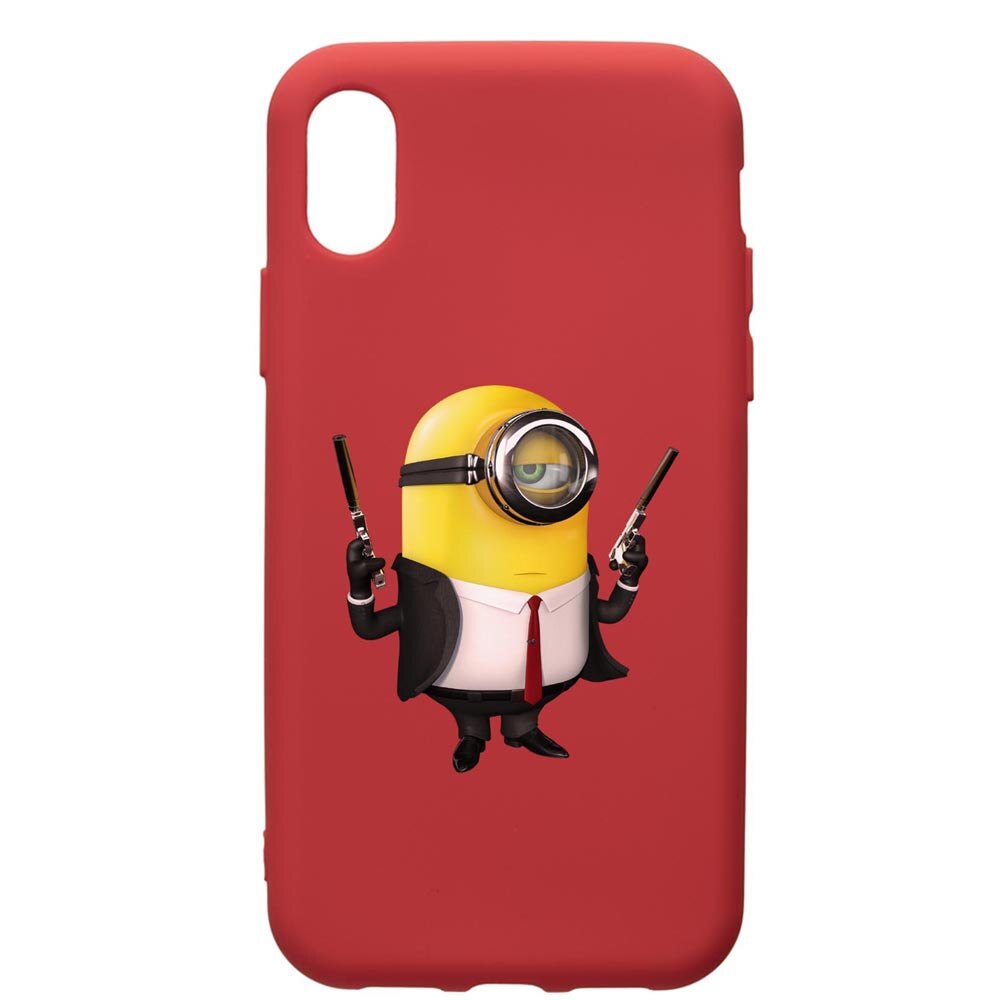 Husa de protectie Huawei Y6 2019, Minion Hitman, silicon, cu interiorul din material textil, protectie camera, Red, PR214