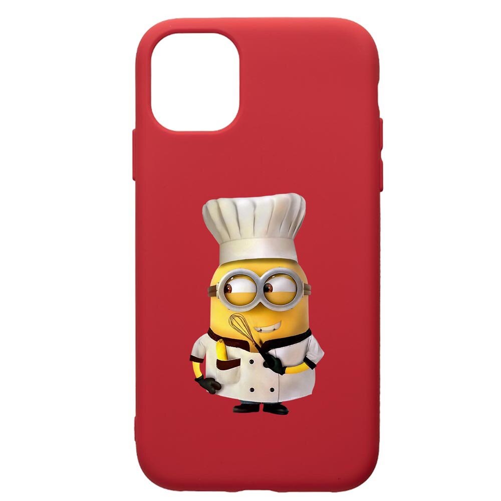 Husa de protectie Apple iPhone 12 Mini, Minion Chef, silicon, cu interiorul din material textil, protectie camera, Red, PR215