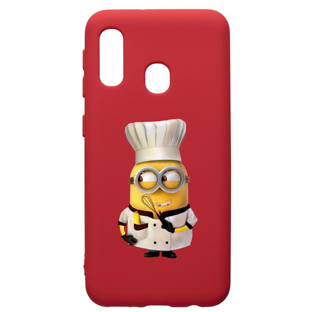 Husa de protectie Samsung Galaxy A20E, Minion Chef, silicon, cu interiorul din material textil, protectie camera, Red, PR215