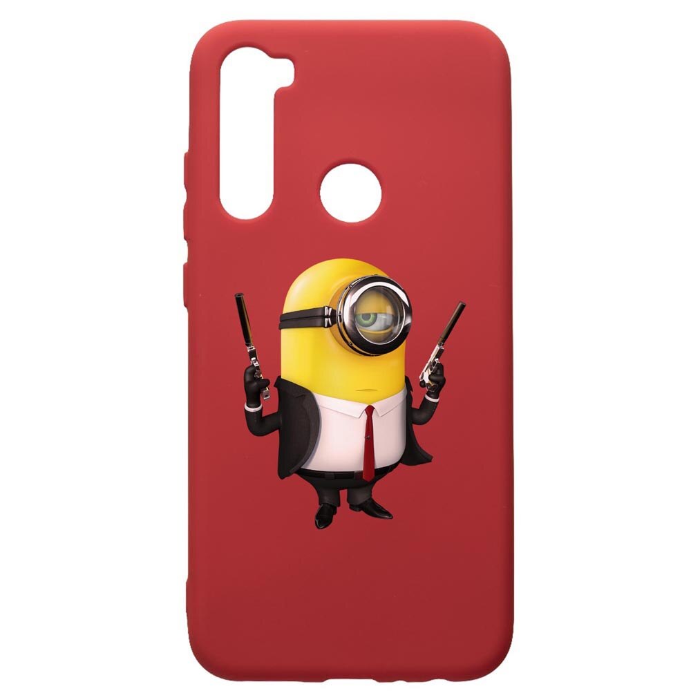 Husa de protectie Xiaomi Redmi Note 8, Minion Hitman, silicon, cu interiorul din material textil, protectie camera, Red, PR214