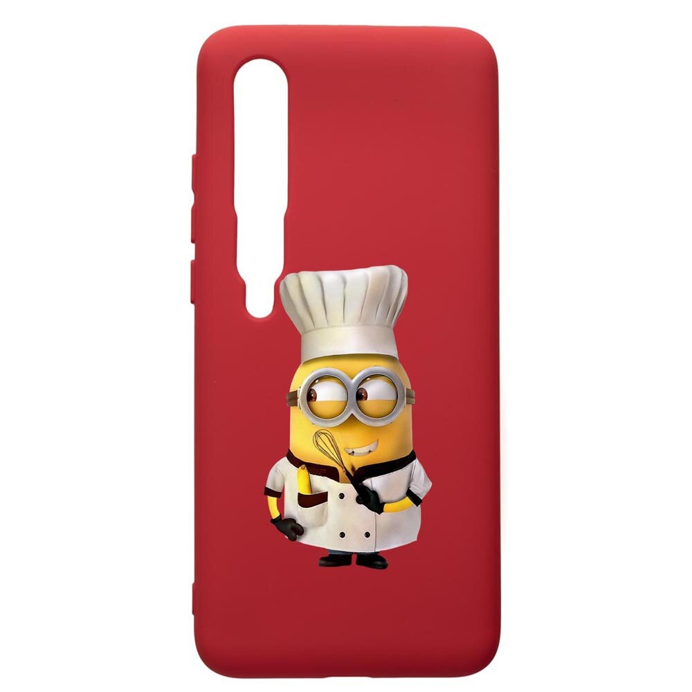 Husa de protectie Xiaomi Mi 10 / Mi 10 Pro, Minion Chef, silicon, cu interiorul din material textil, protectie camera, Red, PR215