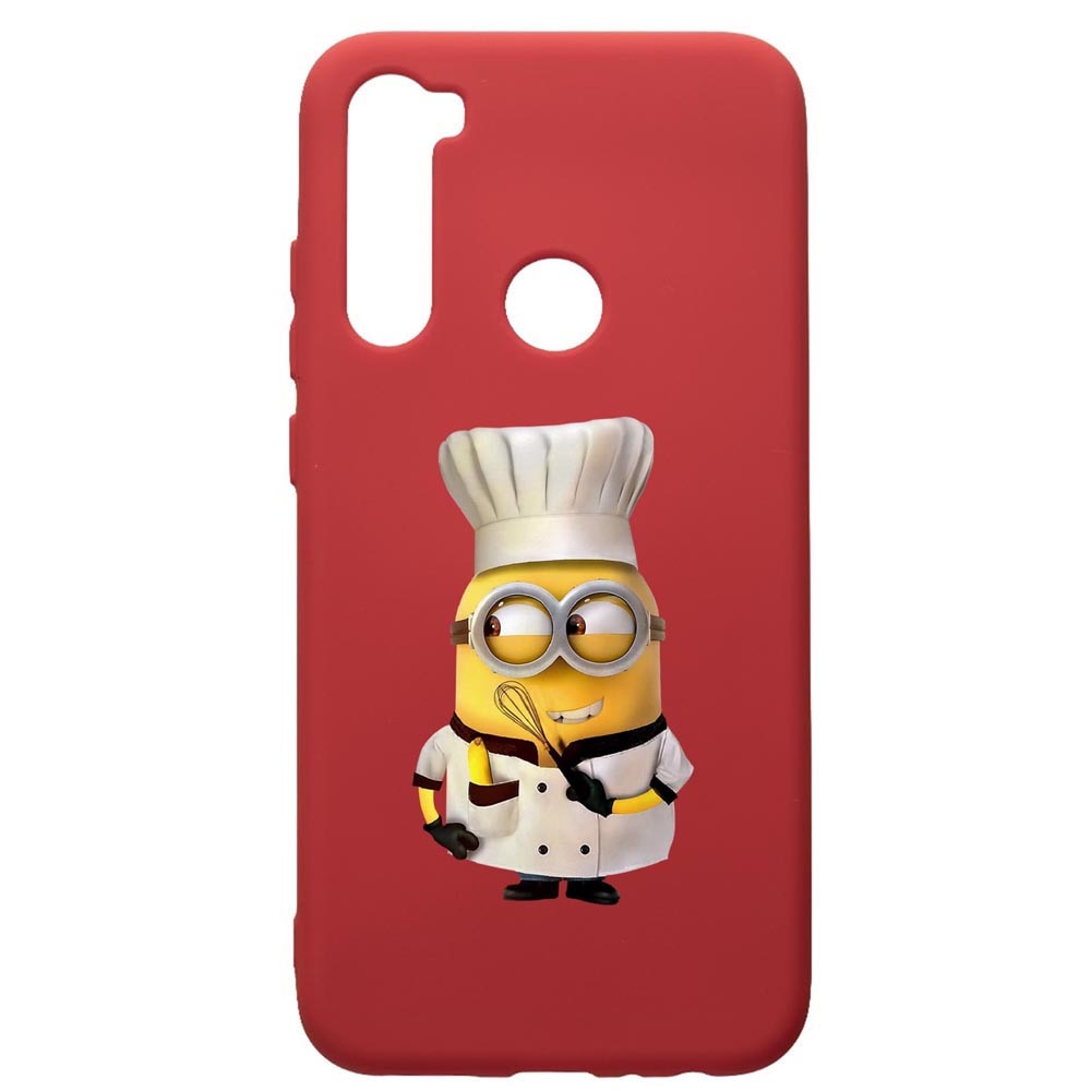 Husa de protectie Xiaomi Redmi Note 8, Minion Chef, silicon, cu interiorul din material textil, protectie camera, Red, PR215