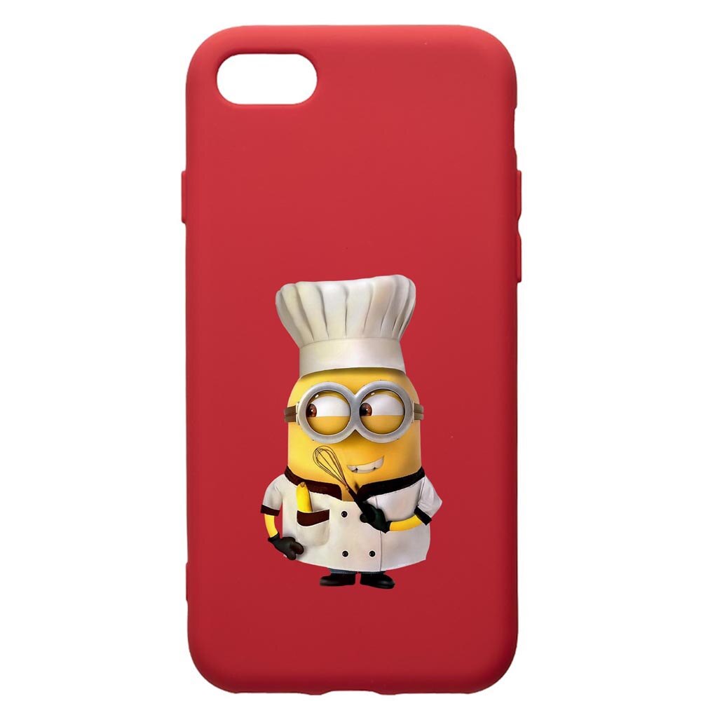 Husa de protectie Apple iPhone SE 2 / iPhone 8 / iPhone 7, Minion Chef, silicon, cu interiorul din material textil, protectie camera, Red, PR215