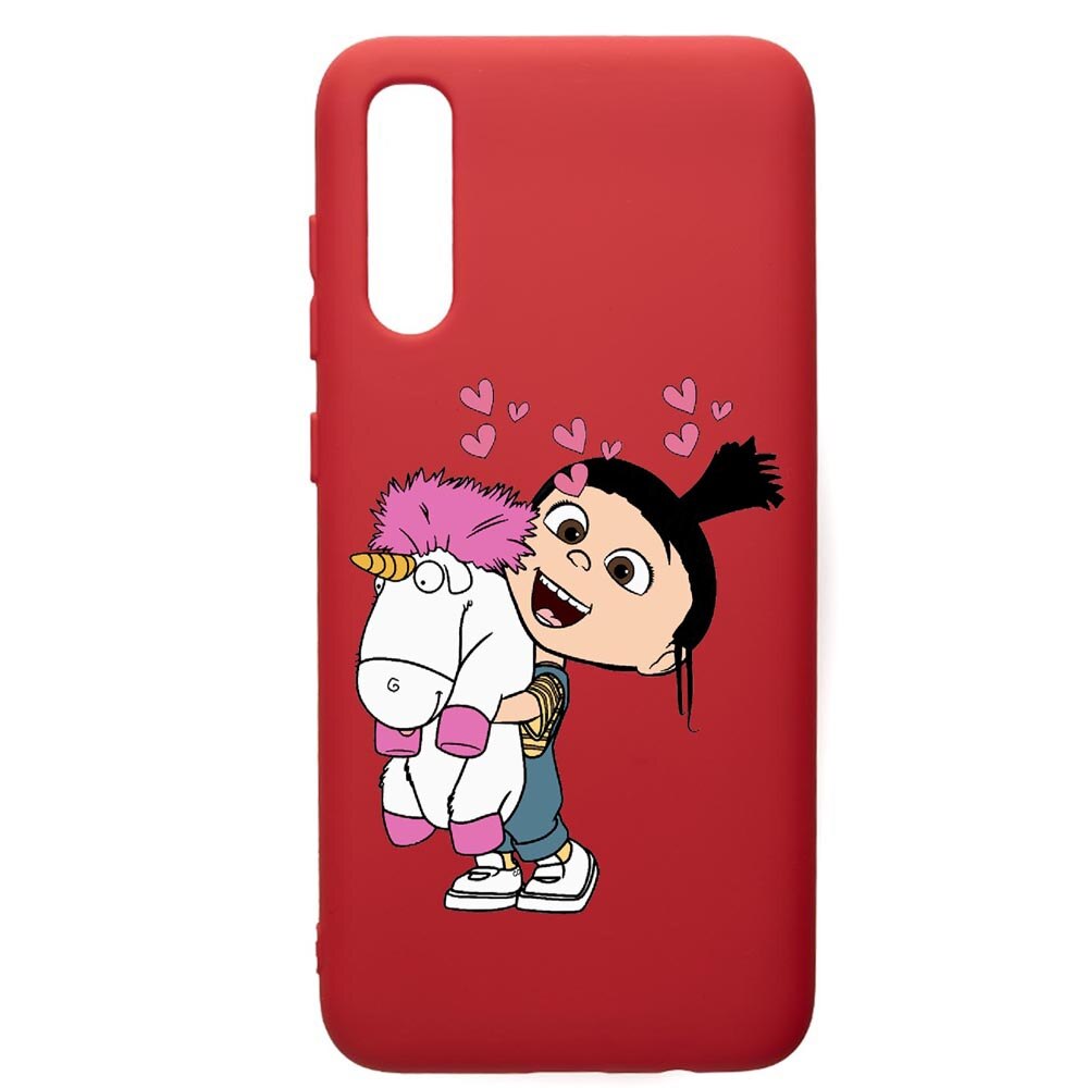 Husa de protectie Samsung Galaxy A70, Despicable Me, Agnes, silicon, cu interiorul din material textil, protectie camera, Red, PR217