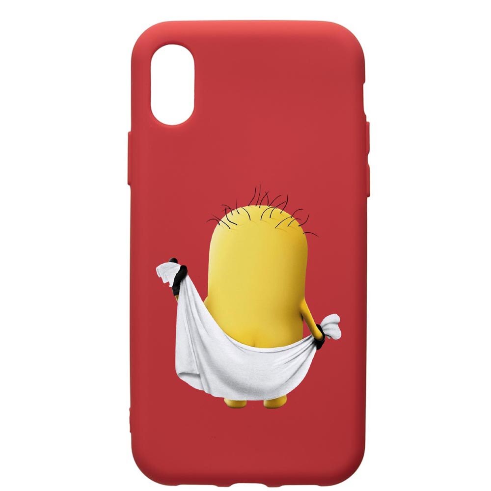 Husa de protectie Apple iPhone XR, Cartoon Minion, silicon, cu interiorul din material textil, protectie camera, Red, PR219