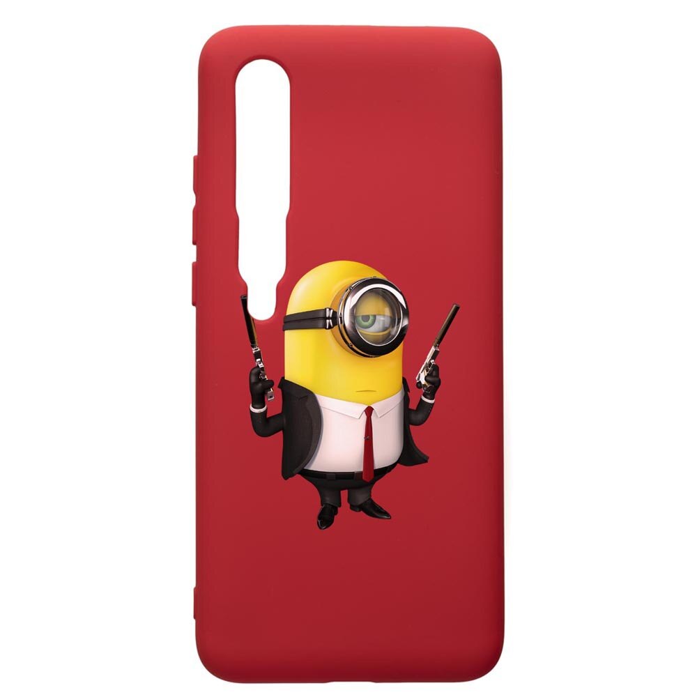 Husa de protectie Xiaomi Mi 10 / Mi 10 Pro, Minion Hitman, silicon, cu interiorul din material textil, protectie camera, Red, PR214