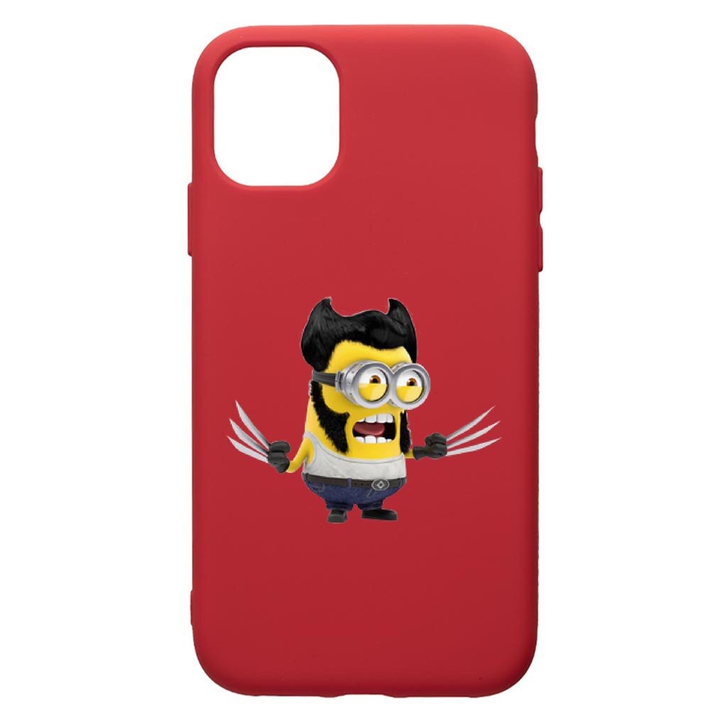 Husa de protectie Apple iPhone 11, Minion X-Men, silicon, cu interiorul din material textil, protectie camera, Red, PR218
