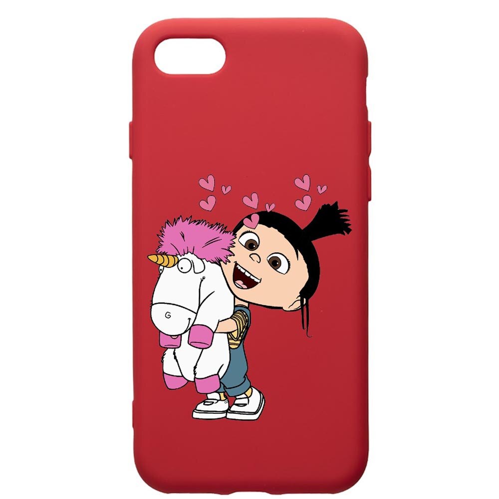 Husa de protectie Apple iPhone SE 2 / iPhone 8 / iPhone 7, Despicable Me, Agnes, silicon, cu interiorul din material textil, protectie camera, Red, PR217
