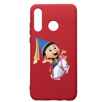 Husa de protectie Huawei P30 Lite, Despicable Me, Agnes, silicon, cu interiorul din material textil, protectie camera, Red, PR220 Husa de protectie Huawei P30 Lite, Despicable Me, Agnes, silicon, cu interiorul din material textil, protectie camera, Red, PR220