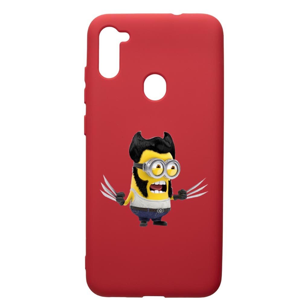 Husa de protectie Samsung Galaxy A11, Minion X-Men, silicon, cu interiorul din material textil, protectie camera, Red, PR218