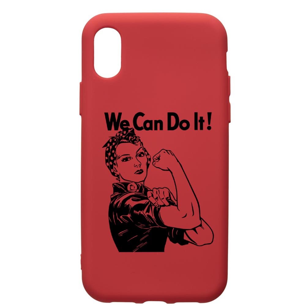 Husa de protectie Samsung Galaxy A01, Woman, We Can Do It, silicon, cu interiorul din material textil, protectie camera, Red, PR226