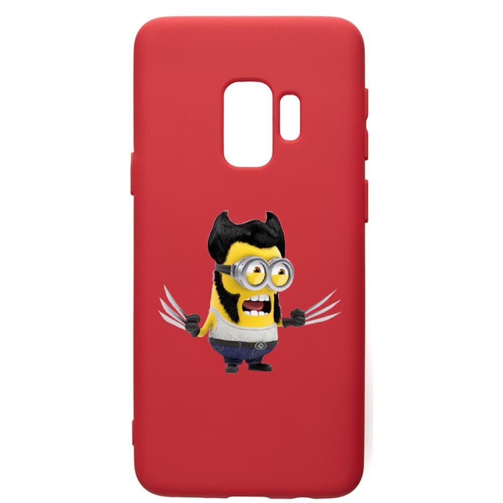 Husa de protectie Samsung Galaxy S9, Minion X-Men, silicon, cu interiorul din material textil, protectie camera, Red, PR218