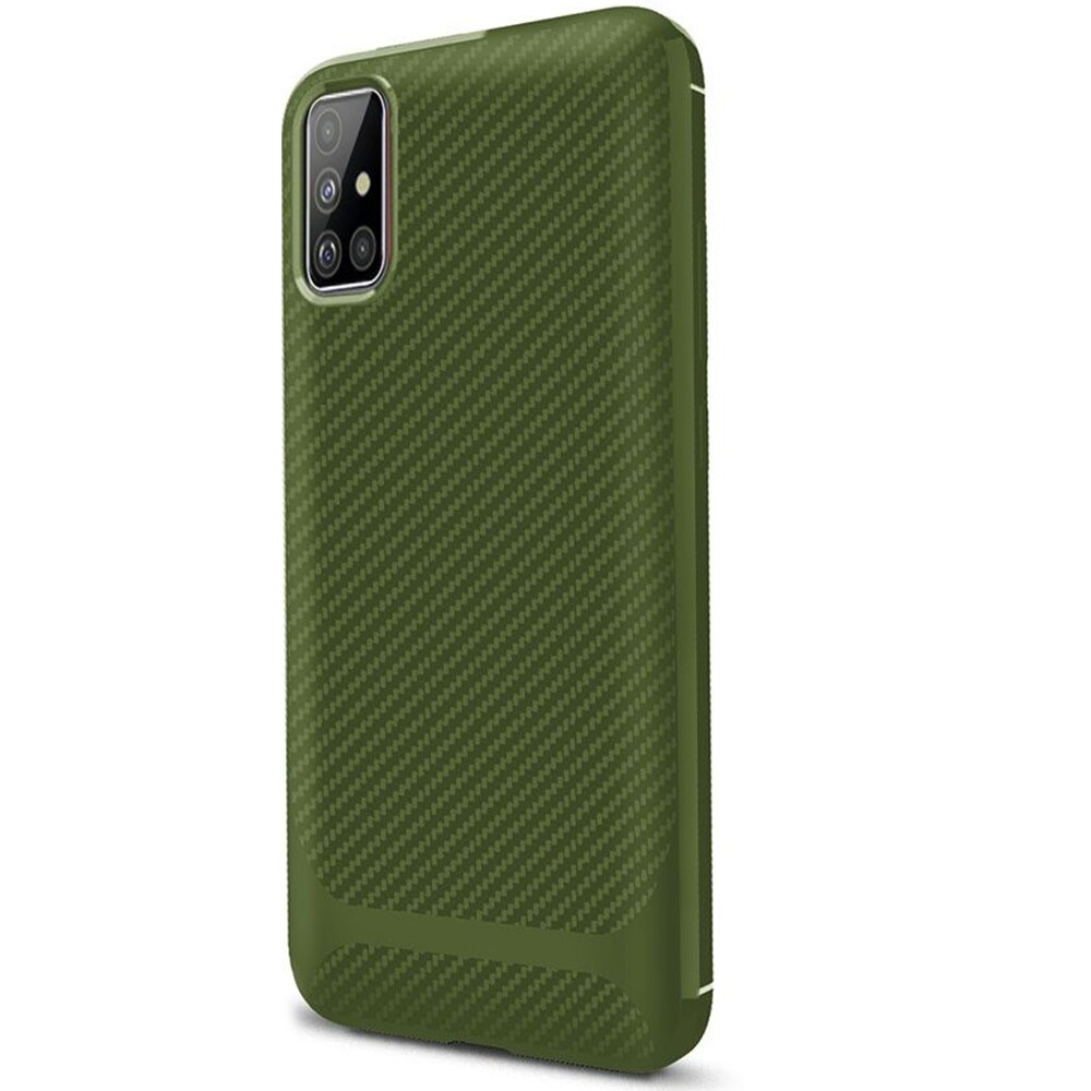 Husa Enkay Carbon Fiber compatibila cu Samsung Galaxy A51, Green