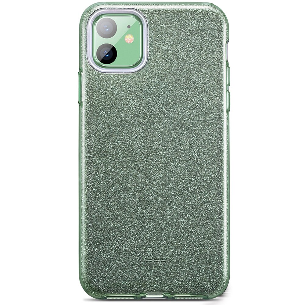 Husa Esr Makeup Serie Bling Glitter compatibila cu iPhone 11, Green