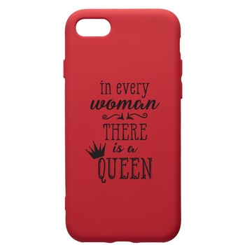 Husa de protectie Apple iPhone SE 2 / iPhone 8 / iPhone 7, Woman, Queen, silicon, cu interiorul din material textil, protectie camera, Red, PR227 Husa de protectie Apple iPhone SE 2 / iPhone 8 / iPhone 7, Woman, Queen, silicon, cu interiorul din material textil, protectie camera, Red, PR227