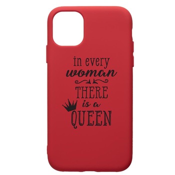 Husa de protectie Apple iPhone 11, Woman, Queen, silicon, cu interiorul din material textil, protectie camera, Red, PR227 Husa de protectie Apple iPhone 11, Woman, Queen, silicon, cu interiorul din material textil, protectie camera, Red, PR227