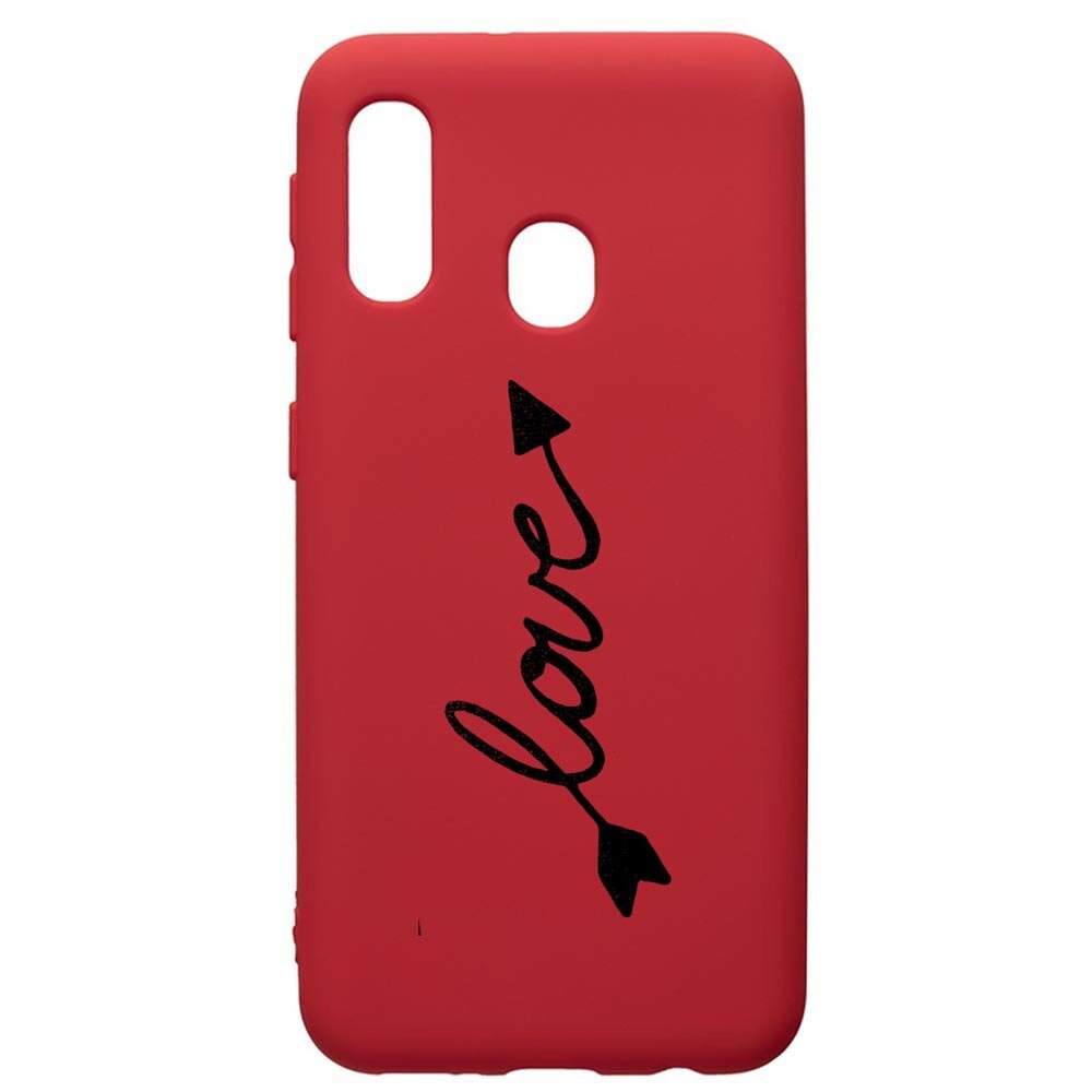 Husa de protectie Samsung Galaxy A20E, Love, silicon, cu interiorul din material textil, protectie camera, Red, PR225