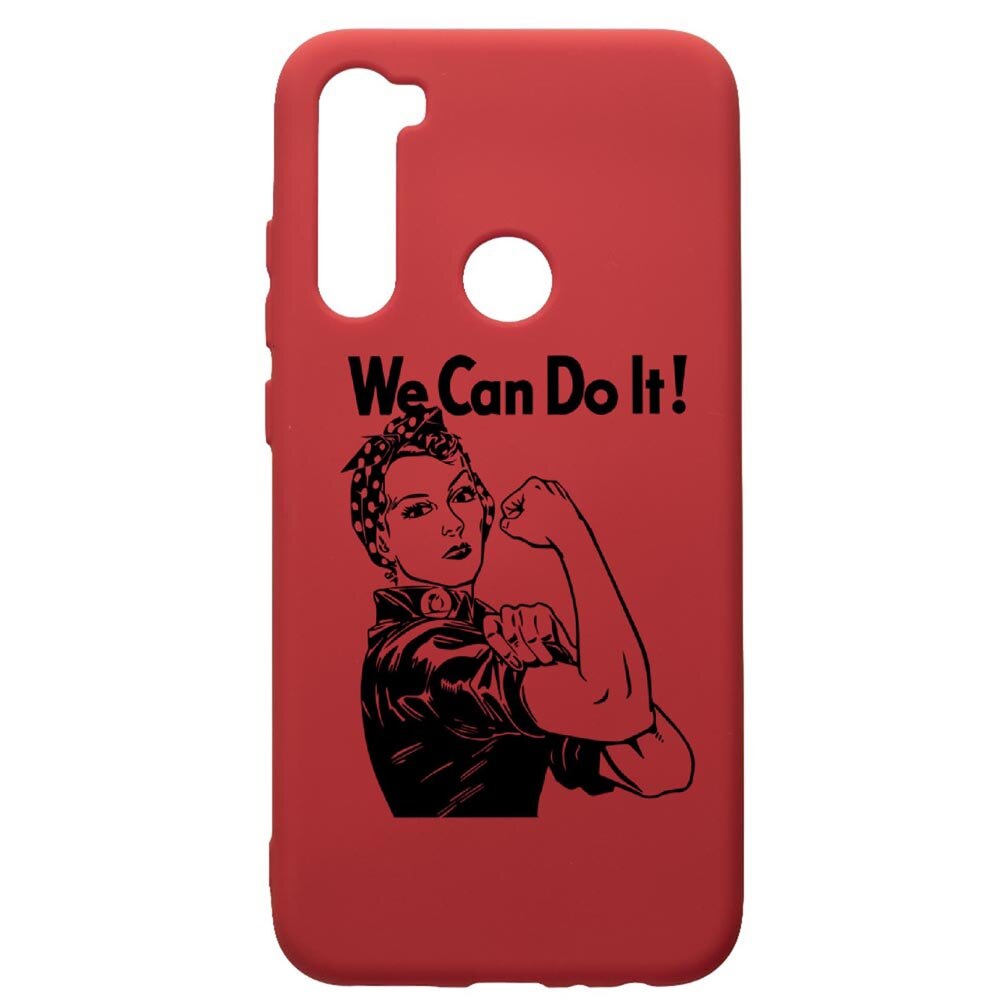 Husa de protectie Xiaomi Redmi Note 8, Woman, We Can Do It, silicon, cu interiorul din material textil, protectie camera, Red, PR226
