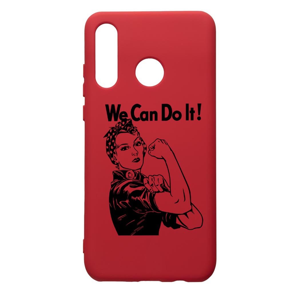 Husa de protectie Huawei P30 Lite, Woman, We Can Do It, silicon, cu interiorul din material textil, protectie camera, Red, PR226