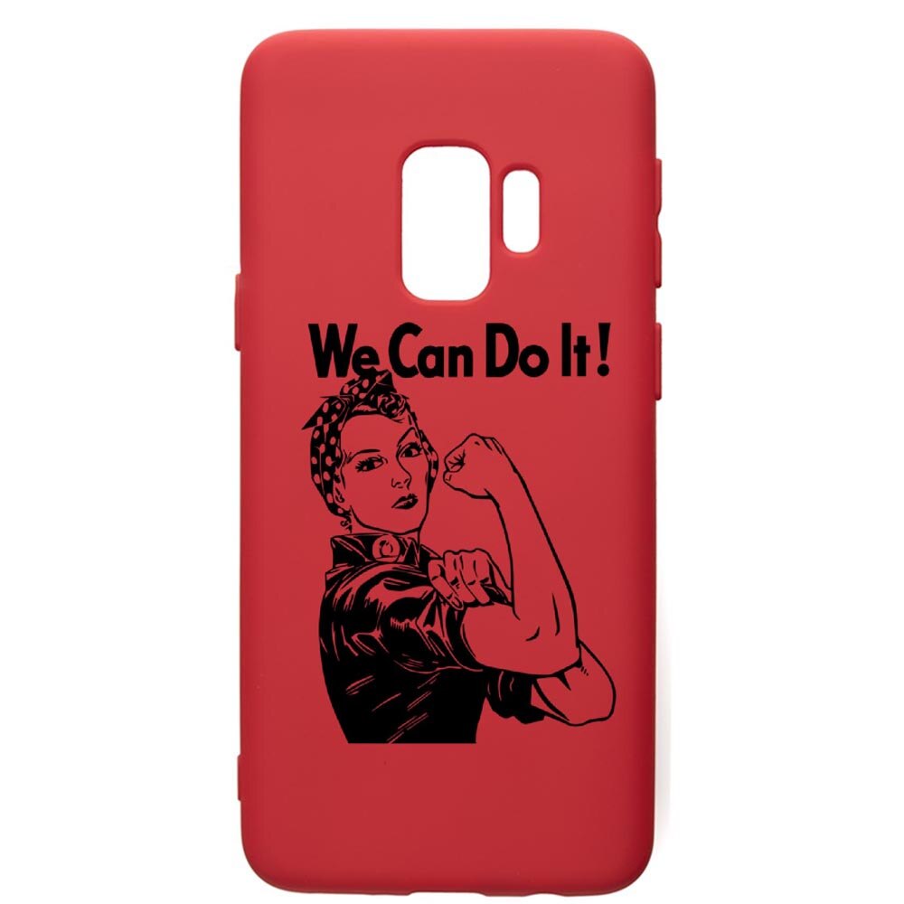 Husa de protectie Samsung Galaxy S9, Woman, We Can Do It, silicon, cu interiorul din material textil, protectie camera, Red, PR226