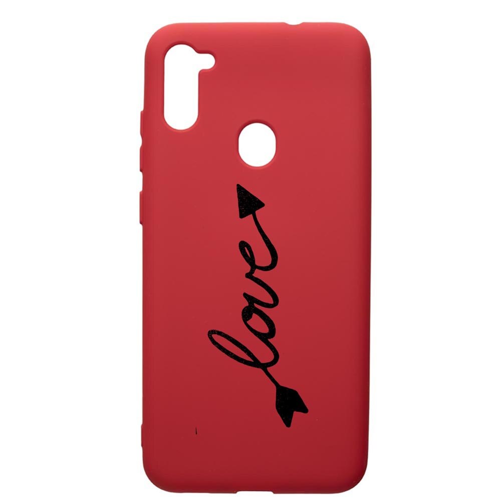 Husa de protectie Samsung Galaxy A11, Love, silicon, cu interiorul din material textil, protectie camera, Red, PR225