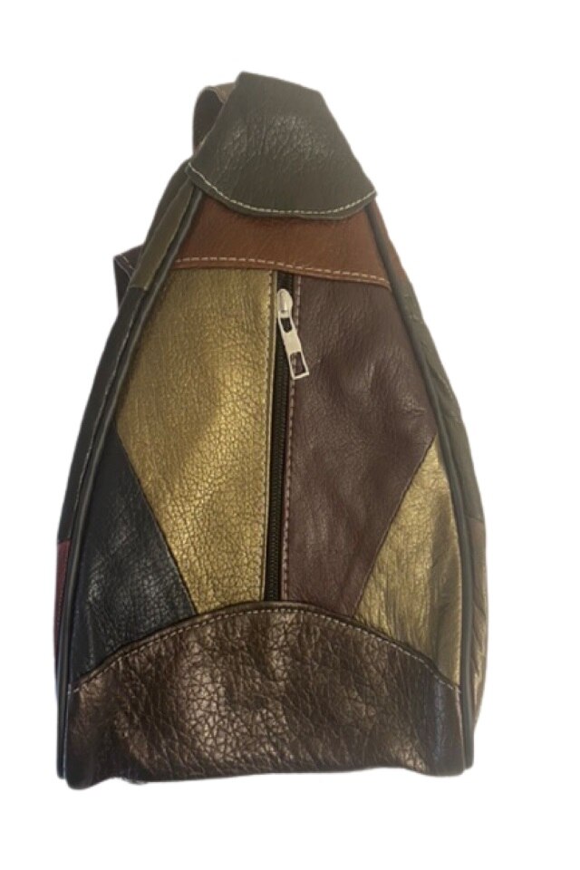 Rucsac mic, piele naturala, multicolor, dimensiuni 30x20x9 cm