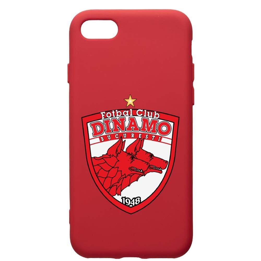 Husa de protectie Apple iPhone 8 Plus / iPhone 7 Plus, Football, Dinamo, silicon, cu interiorul din material textil, protectie camera, Red, PR229