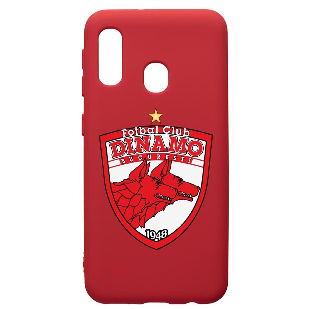 Husa de protectie Samsung Galaxy A20E, Football, Dinamo, silicon, cu interiorul din material textil, protectie camera, Red, PR229