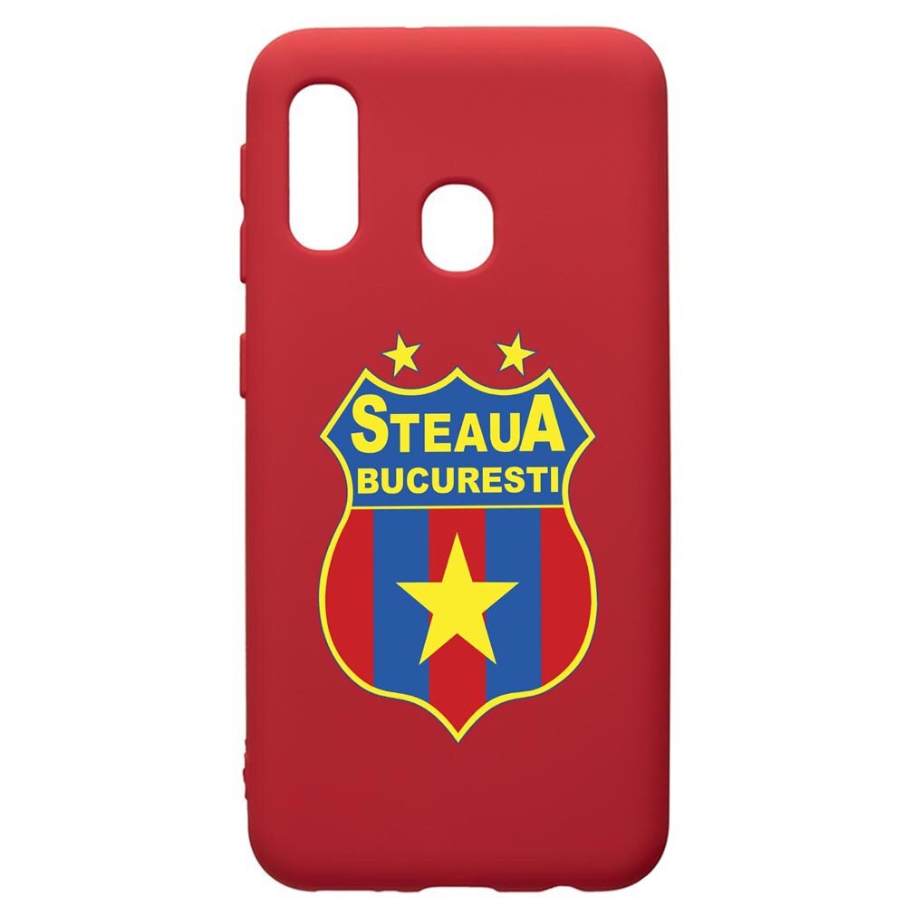 Husa de protectie Samsung Galaxy A40, Football, Steaua, silicon, cu interiorul din material textil, protectie camera, Red, PR230