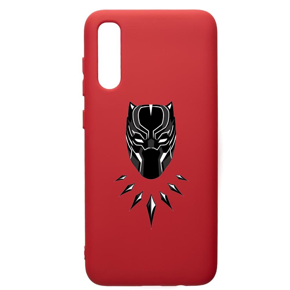 Husa de protectie Samsung Galaxy A70, Black Panther, silicon, cu interiorul din material textil, protectie camera, Red, PR243